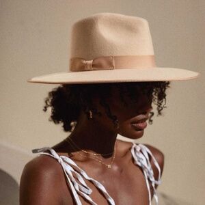 Lack Of Color Rancher Fedora Hat Ivory Australian Wool Wide Brim 57Cm (M) NWOT